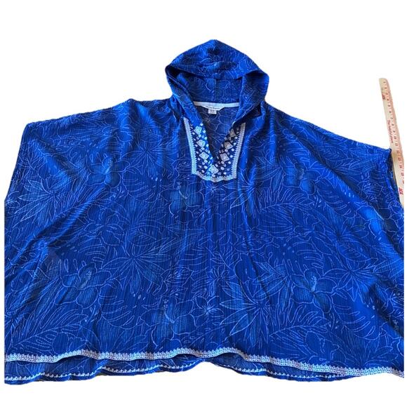 Tommy Bahama Gauze Kaftan MED Floral Tunic Top Embroider CoverUp PONCHO $175 - Picture 15 of 16